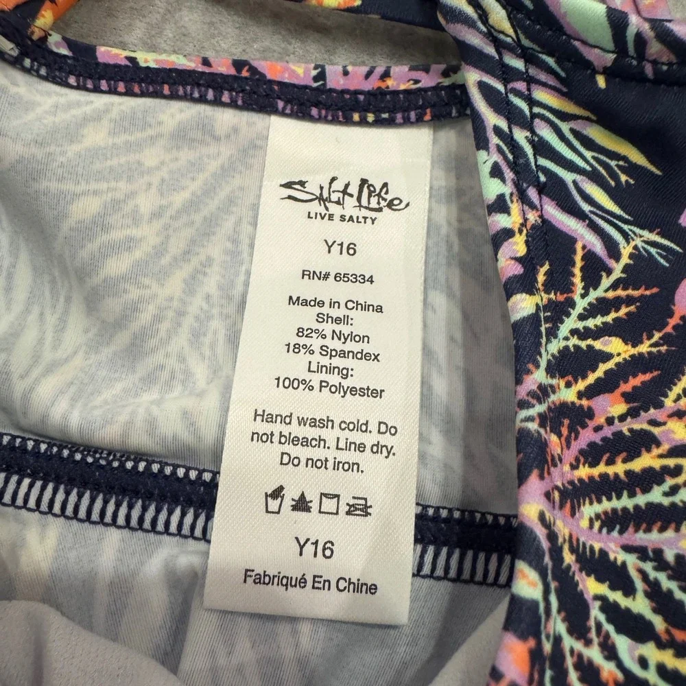 Salt‎ Life Girls Youth 16 Midnight Coral Reef Ruffle Two Piece Swimsuit NWT